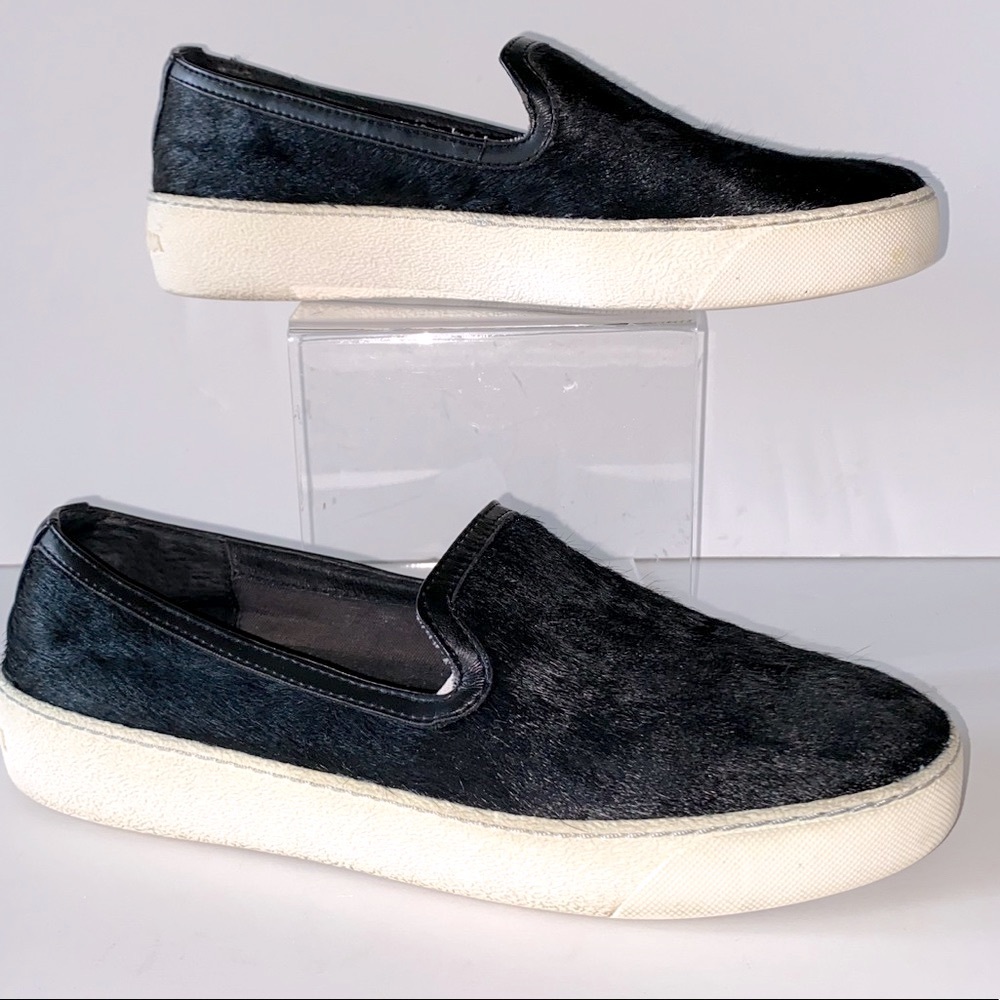 Sam Edelman 8 Becker Black calf hair fur sneakers